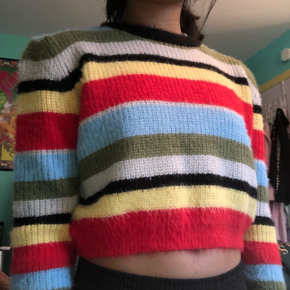 striped cropped sweater
